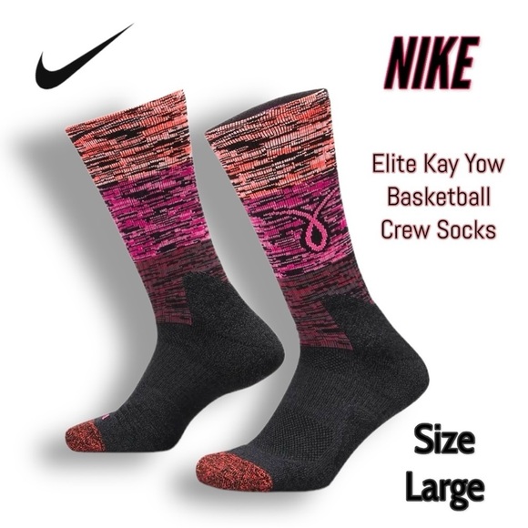 Nike NWT Elite Kay Yow Breast Cancer Awareness Size Large Basketball Crew Socks - Picture 1 of 6